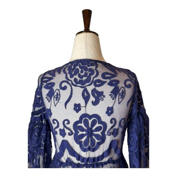 Jen's Pirate Booty Free People Dress Women Small Purple Crochet Lace El Sol Mini - Picture 4 of 11